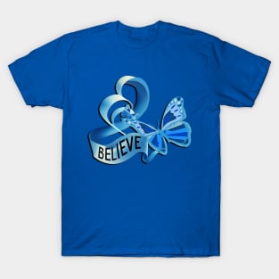 Believe Blue Ribbons Diabetes Support & Awareness T-Shirt